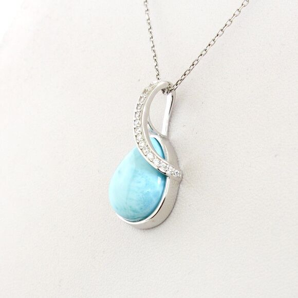 COPY - LARIMAR NECKLACE, CURB Chain Necklace, Larimar Gemstones, 925 Sterling S… - Picture 6 of 7